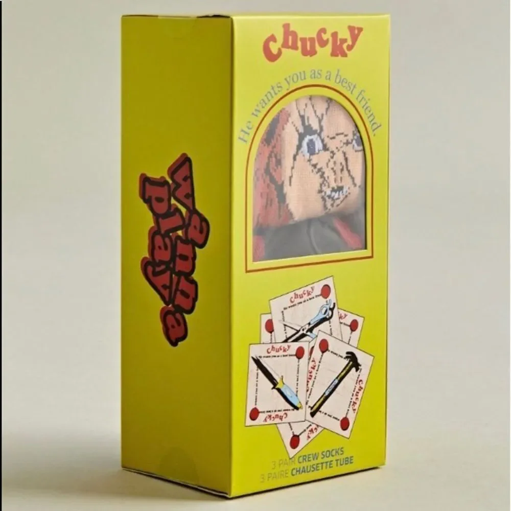 NEW Chucky Urban Outfitters Sock Gift Box Set of 3 Crew Socks